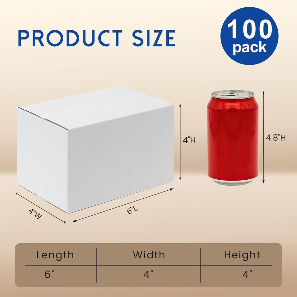 Mefleet 6x4x4" Small Shipping Boxes 100 Pack Corrugated Cardboard Box White