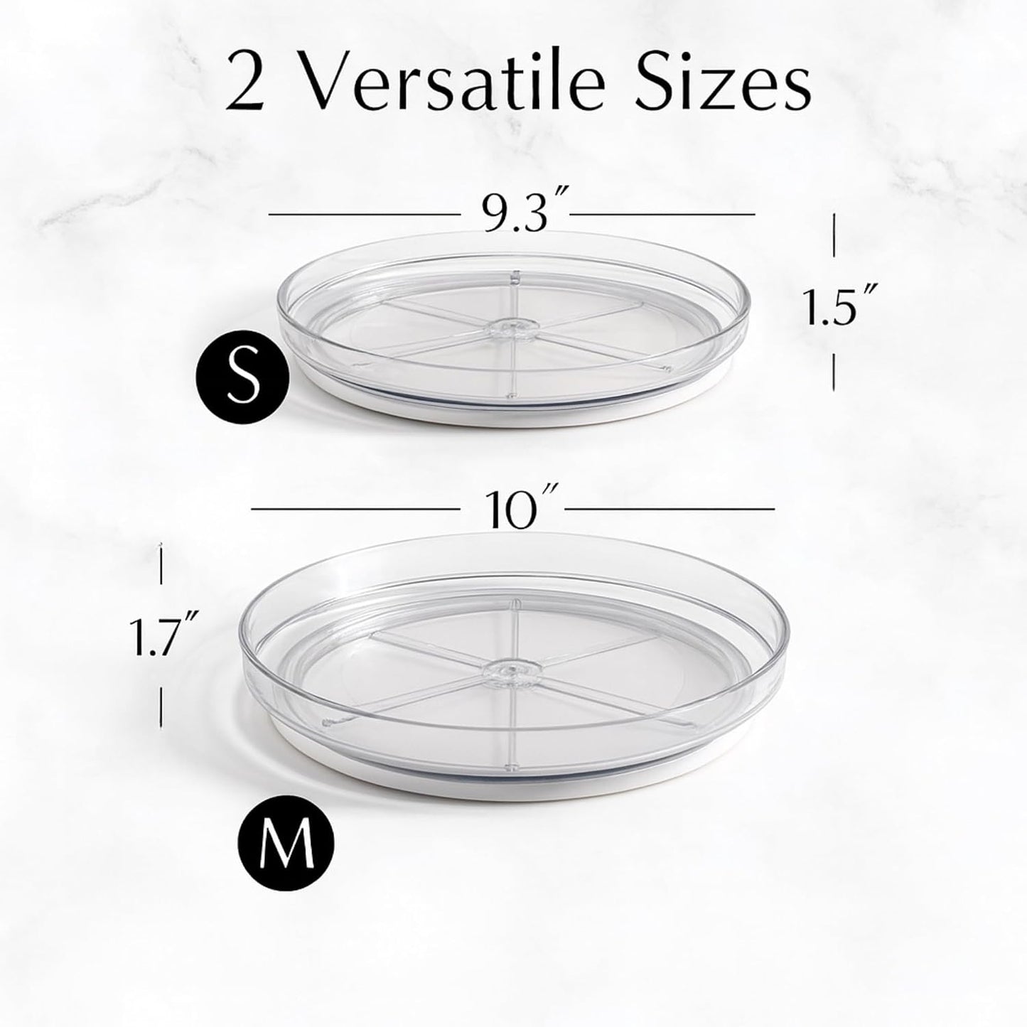 NOSTALGIQ Set Lazy Susan - Lazy Susan Organizer 2-Pack - Rotating Cabinet & Spice Rack, Clear