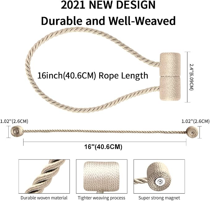 18 Inch Strong Magnetic Curtain Tiebacks, Curtain Holdbacks Modern Upgrade - Image 2