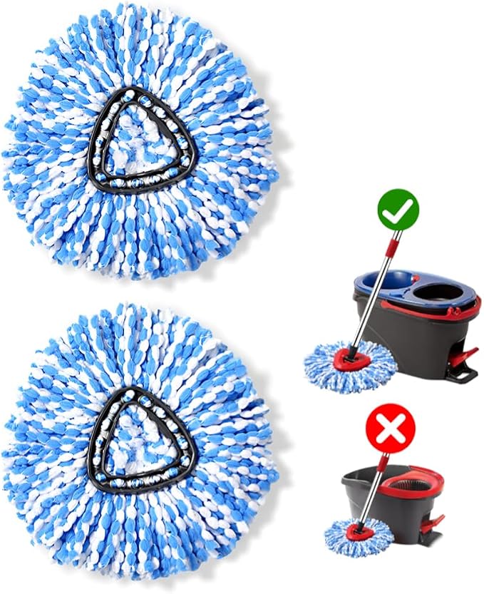 2 Pack Spin mop Replacement Head, Spin mop Scrub Brush, Microfiber Mop Refills by Unknown