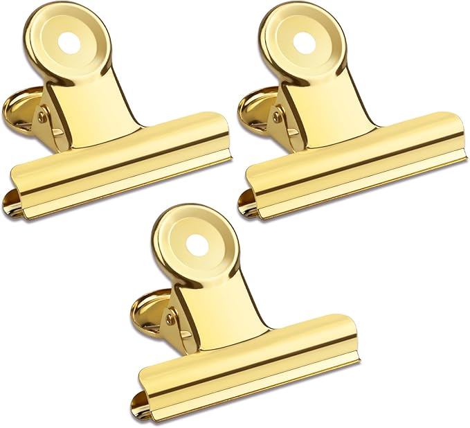 20 Pack Large Metal Hinge Clips 2 Inches Bull Hinge Paper Clips Gold Bulldog by Orcielo