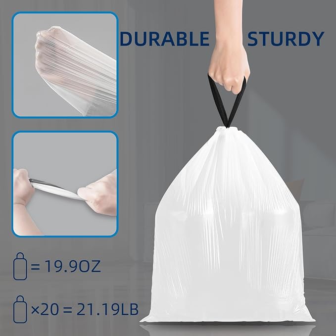 2.6 Gallon Mini Drawstring Trash Bags, Small Garbage Bags by KSSKSS, Code a fit - Image 5