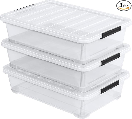 40 Quart Under Bed Plastic Storage Bins by Knifefish