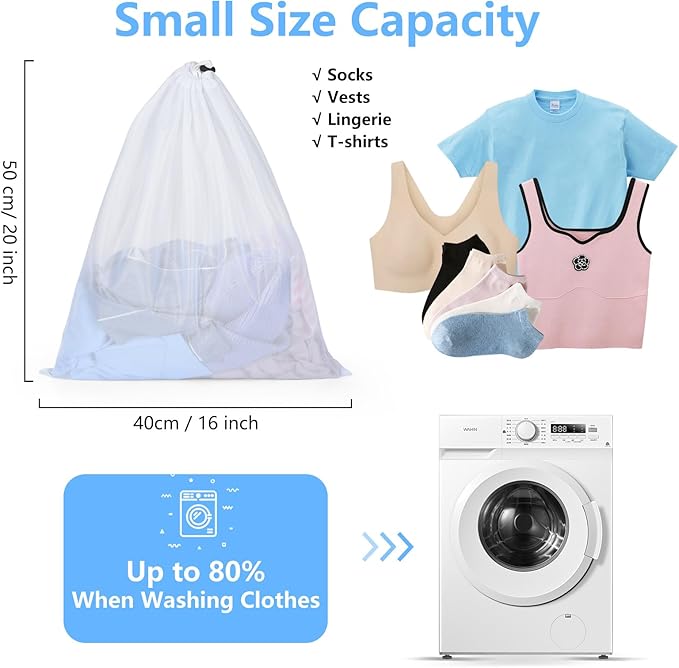 OTraki 16 x20 Inch Small Laundry Bags 2PCS Fine Mesh Washing Bag Drawstring - Image 5