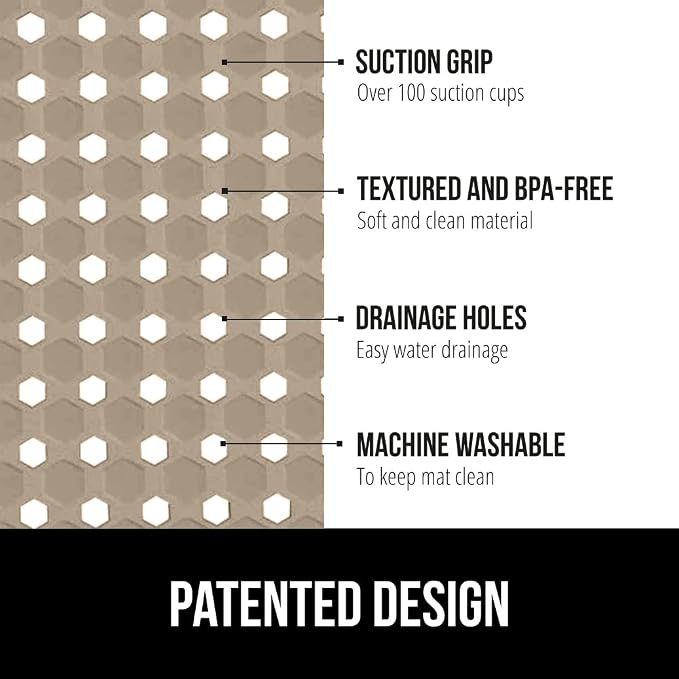 GORILLA GRIP Patented Square Shower Stall Mat, Small Bathtub Floor Mats - Image 2