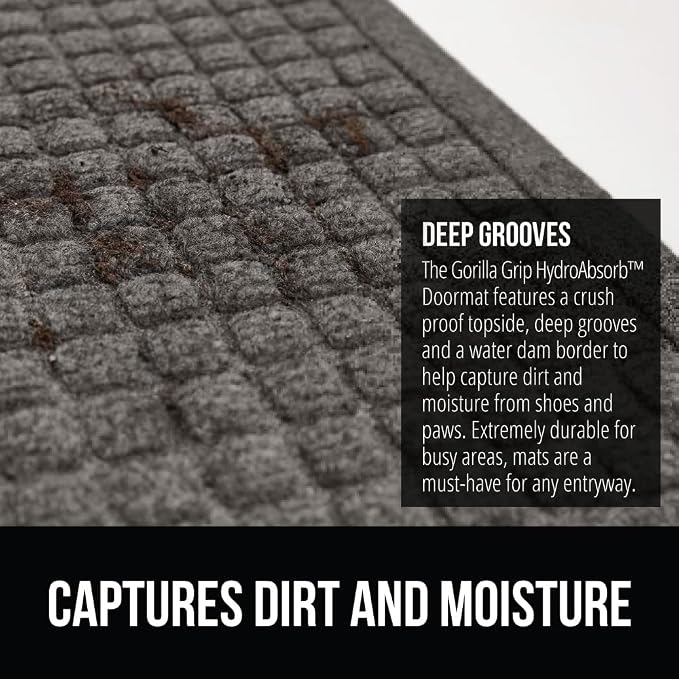 GORILLA GRIP Front Door Mat, Indoor Outdoor Ultra Absorbent HydroAbsorb Doormat - Image 5