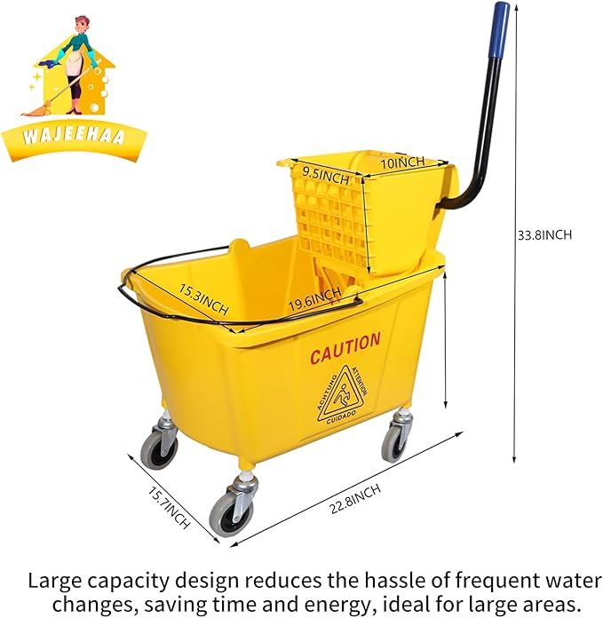 Commercial Mop Bucket with Side-Press Wringer - Image 2