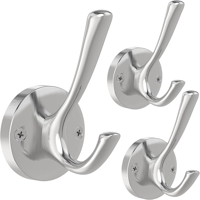 Brushed Nickel Robe Hooks Towel Hooks, 3 Pack Coat Hook Heavy Duty Mudroom Hook by TOFIIGREM