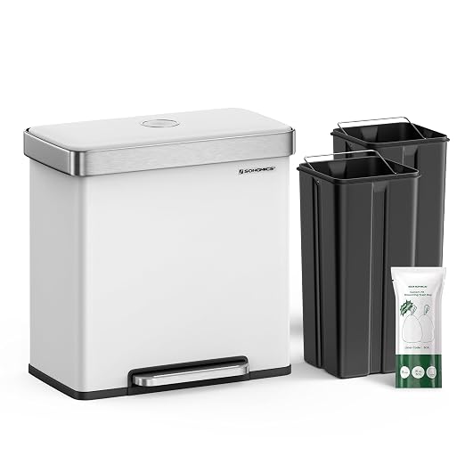 SONGMICS Kitchen Trash Can, 16 Gallon Dual Compartment Garbage Can, 60L Pedal by SONGMICSbySONGMICSHOME