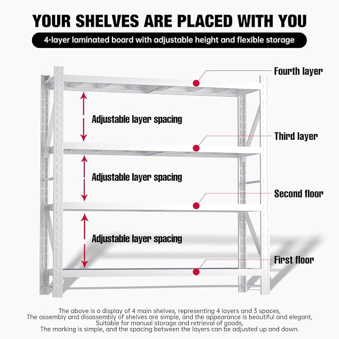 Storage Shelves Heavy Duty, Metal Garage Shelving Units, 4 Tier Storage Rack - Image 5
