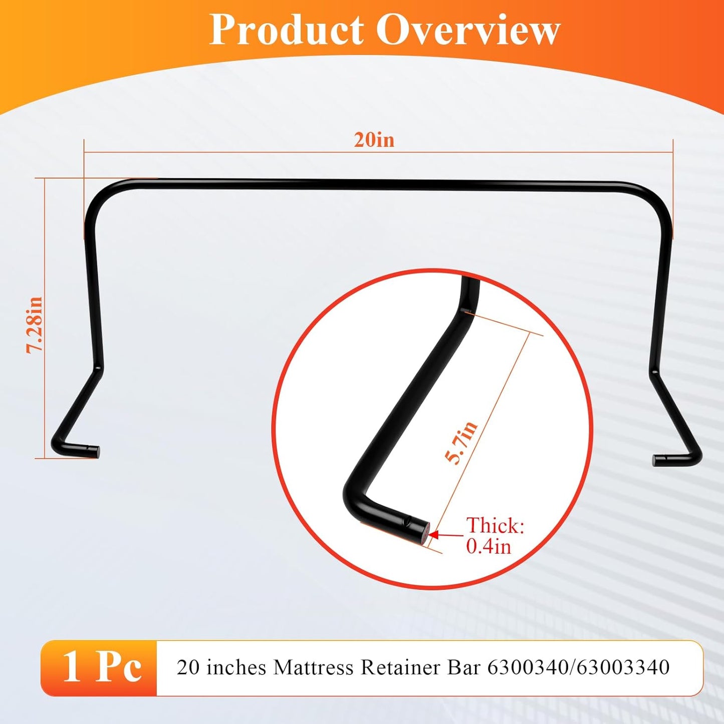 20 Inches Mattress Retainer Bar 6300340/63003340, Fit for Tempur-Pedic Ergo, Prevent Mattress from Slipping and Shifting, Foot Retainer Bar Can not be Used for Lifting The Adjustable Bed, 1 Pc