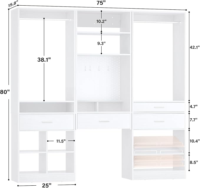 Unikito 75” Modular Closet System, Freestanding Closet Organizer - Image 7