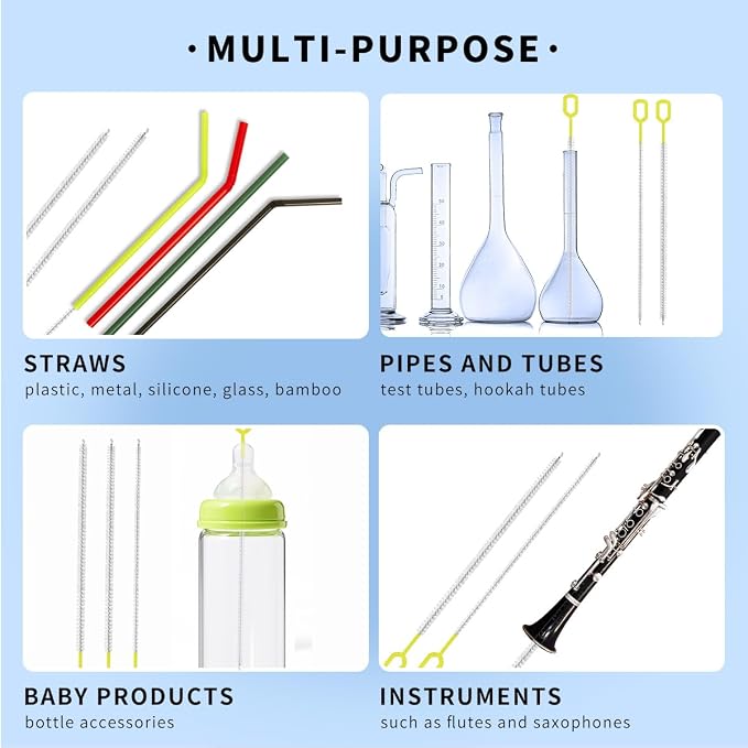 Straw Cleaner Brush Set – 10 Inch, 5 Sizes Nylon Bristles – Heavy-Duty - Image 8