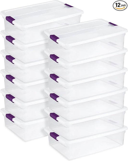Sterilite 12-Pack 32 Quart ClearView Latch Box, Stackable Organizer Bins by Sterilite
