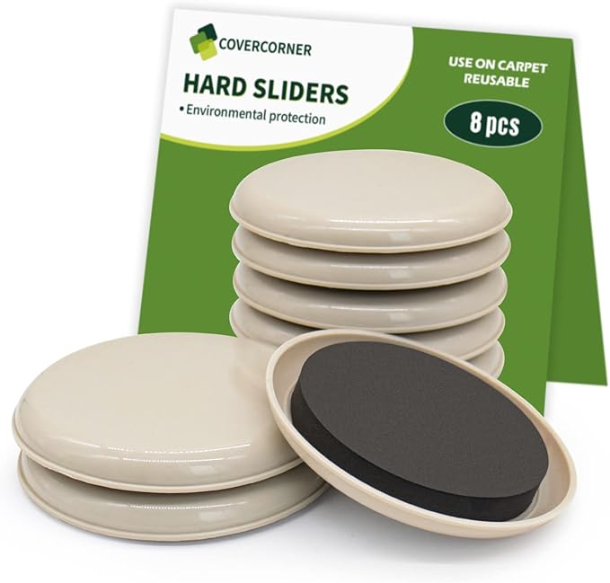 Furniture Sliders for Carpet 8 PCS by COVERCORNER