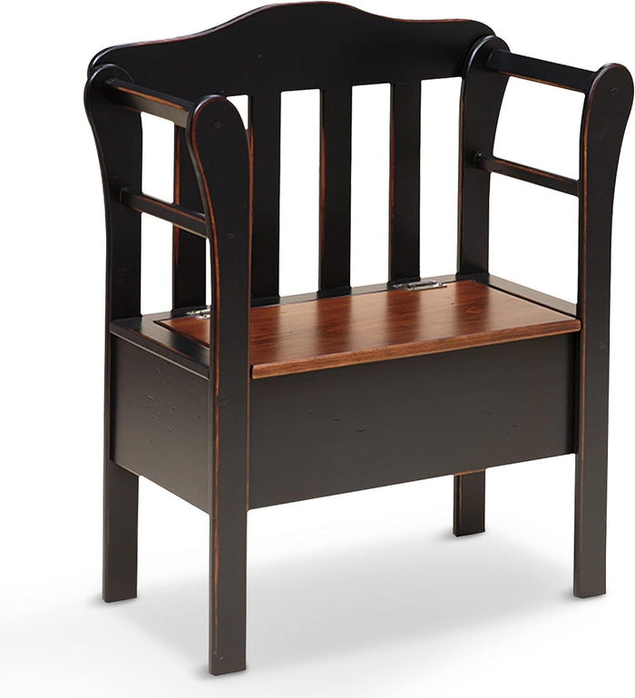 Peaceful Classics Wooden Entryway Storage Bench, Black