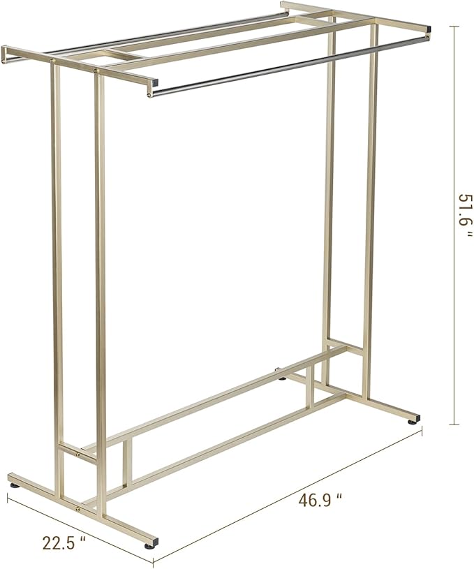 MyGift 4ft Tall Brass Tone Stainless Steel Freestanding Garment Rack, Heavy - Image 5