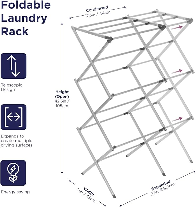 BLACK+DECKER Laundry Organization Expandable/Collapsible Clothes Drying Rack. - Image 2