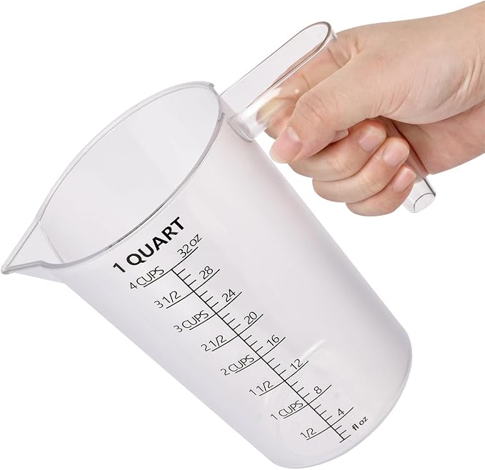 Food-Grade Plastic Measuring Pitcher – 32 Ounce & 4 Cups Measuring Cups by Unknown