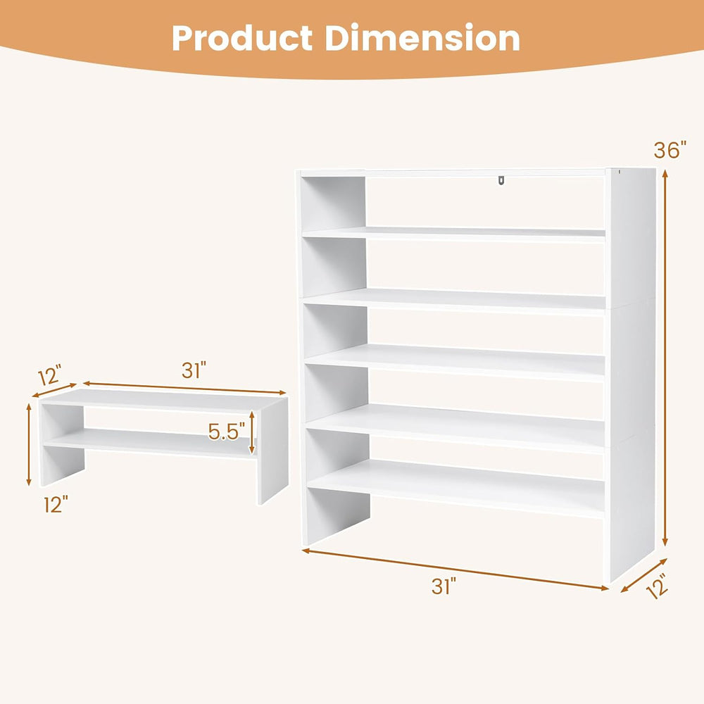 GOFLAME 6-Tier Shoe Rack, Stackable Shoe Storage Organizer, Freestanding Mode...