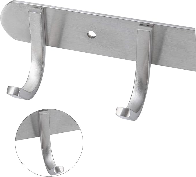Towel Hook Rack Brushed Nickel 17-Inch Coat Hook Rail Wall Mounted - Image 5