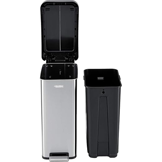 Global Industrial 12 Gallon Stainless Steel Slim Trash Can, Rectangular - Image 2