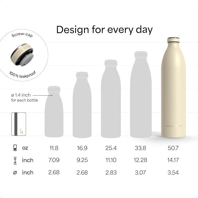 LARS NYSØM Stainless Steel Insulated XL Water Bottle 12oz 17oz 25oz 34oz 51oz | - Image 4