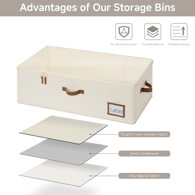 StorageWorks Under Bed Storage Bins, 90L Clothes Organizer - Image 5