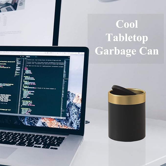 Mini Trash Can with Lid, Metal Small Tiny Mini Trash Bin Can, Mini Countertop - Image 4