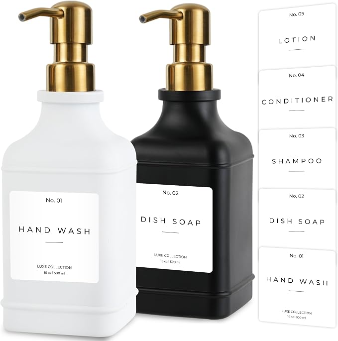 Emerson Essentials Soap Dispenser, Dish Soap Dispenser, Soap Bottle Bathroom Set by Emerson+Essentials