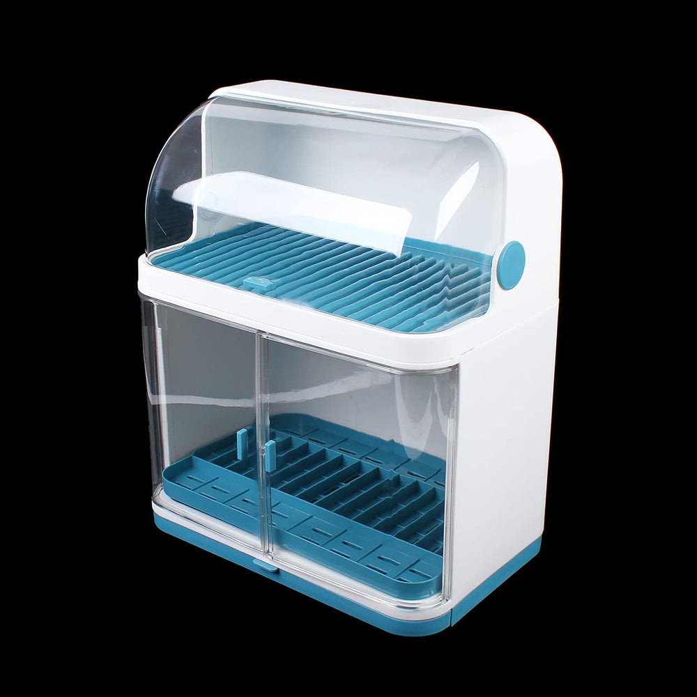 2 Tier Dish Racks with Lid Cover for Kitchen Counter Plastic Kitchen Cabinet ...