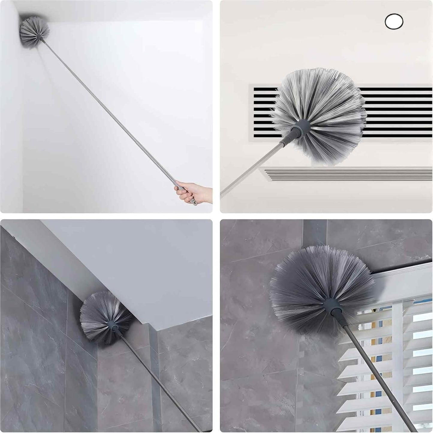 Duster with Extension Pole | Washable Cleaning Duster Kit with DusterHeads | Cobweb Duster | Corner Brush | Telescoping Pole for Ceiling Fan,Walls,Cobweb | Long Handle Feather Dusters (5 Piece Set)