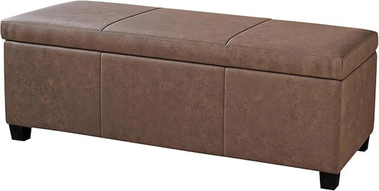 BELLEZE Storage Faux Leather Ottoman, 47 Inch Bench Bedroom Bench by BELLEZE