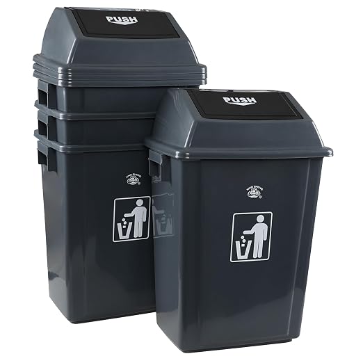 13 Gallon Swing Top Garbage Can, Plastic Waste Bin by Parlynies