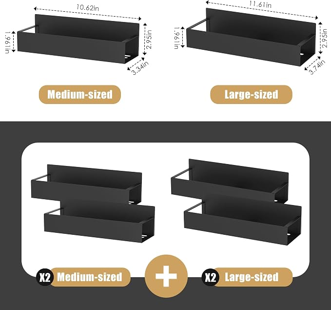 Cosy Family 4-Pack Strong Magnetic Metal Spice Rack Organizer - Image 7