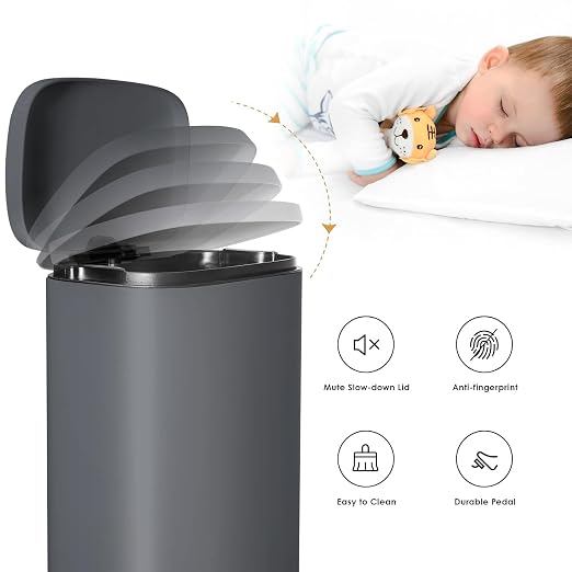 AthLike Trash Can, Stainless Steel Kitchen Garbage Can, Step Waste Bin - Image 4
