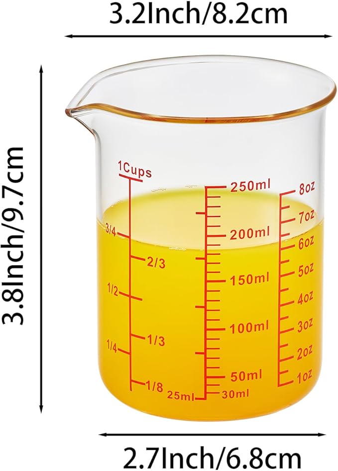 Ackers Glass Measuring Cup 1 Cup, 8oz Borosilicate Liquid Measuring Cup - Image 7