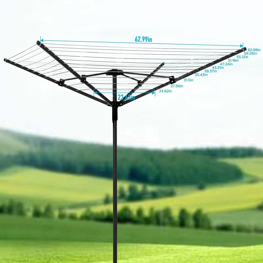 Umbrella Clothesline Outdoor, Rotary Retractable Clothes Line Outdoors Adjust...