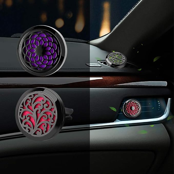 2PCS 30mm Car Aromatherapy Essential Oil Diffuser Stainless Steel Black Locket - Image 7