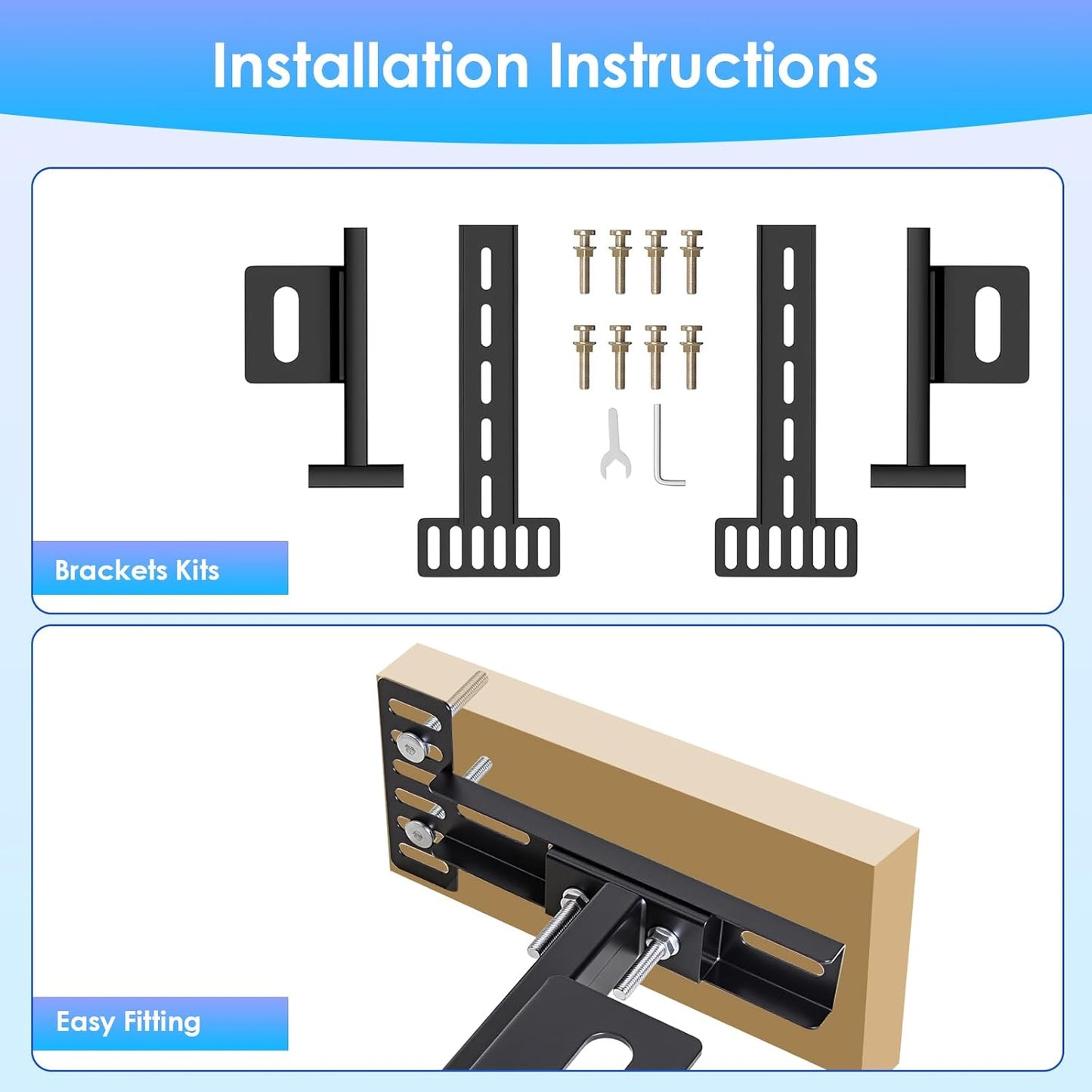 Fohil Headboard Brackets for Metal Bed Frame, 2 Pack Adjustable Headboard Brackets with Footboard Extension Kit Black Universal Headboard Bracket Kit Fit Twin Full Queen King