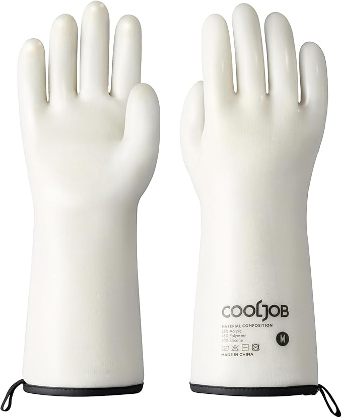 COOLJOB Heat Resistant Oven Gloves, Waterproof Liquid Silicone BBQ Grilling by COOLJOB