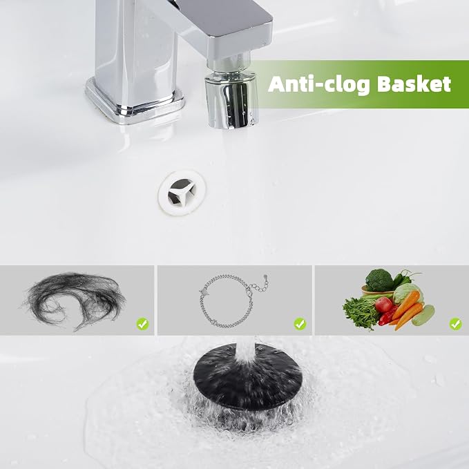 Universal 2PCS Bathroom Sink Stopper 2 in 1 Pop Up Metal Sink Drain Strainer - Image 3