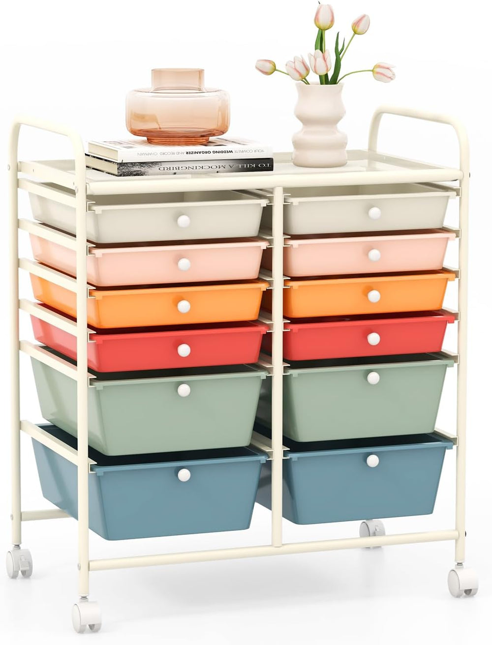 GOFLAME 12-Drawer Rolling Storage Cart, Mobile Utility Cart