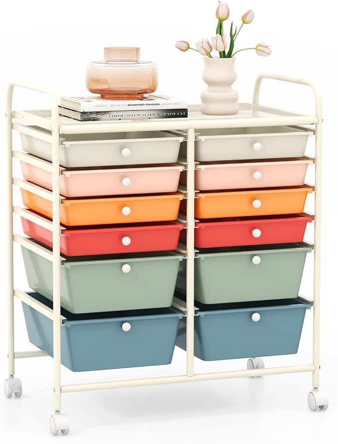GOFLAME 12-Drawer Rolling Storage Cart, Mobile Utility Cart by GOFLAME