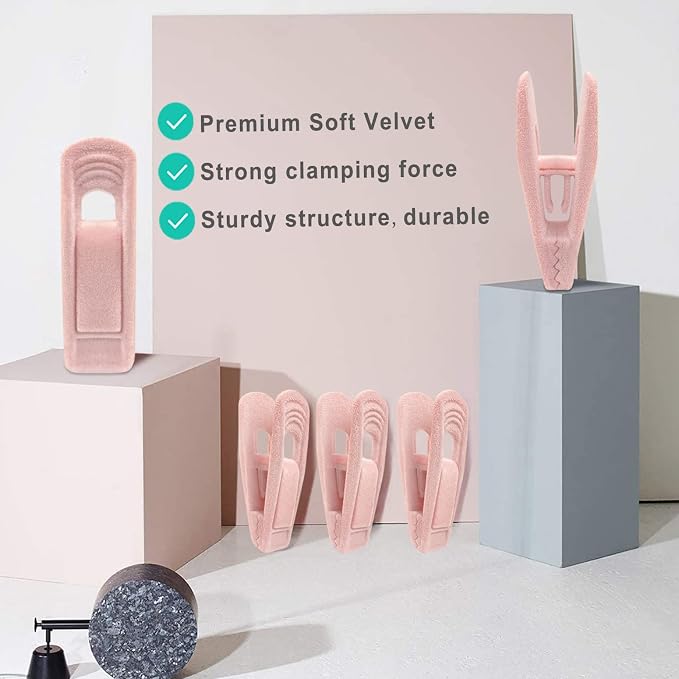 Light Pink Velvet Hangers, Non-Slip Strong Hanger Clips - Image 7