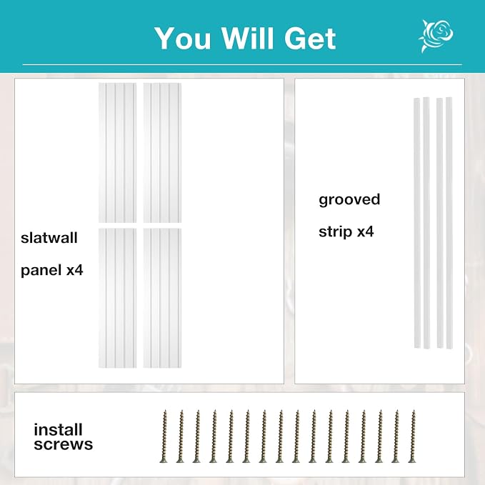 NeatiEase Slatwall Panel Wall Storage Systems, 4 x 4ft Slat Wall Paneling