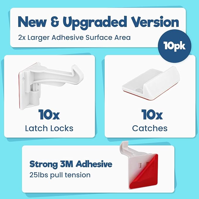 Upgraded Invisible Baby Proofing Cabinet Latch Locks - Image 2