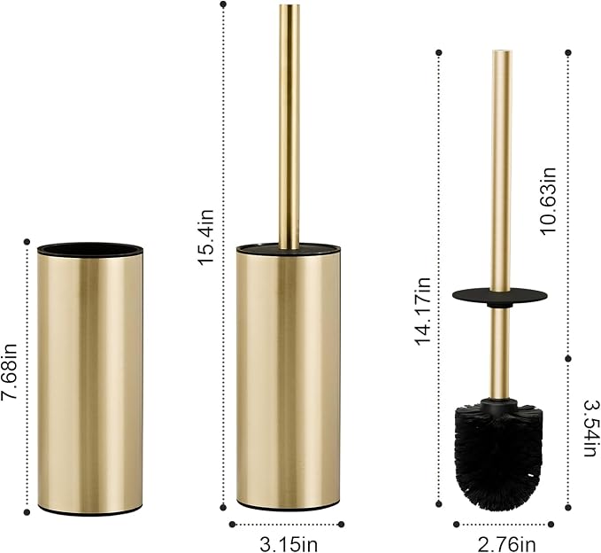 304 Stainless Steel Toilet Bowl Brush and Holder Set, Circular Floor Toilet - Image 2