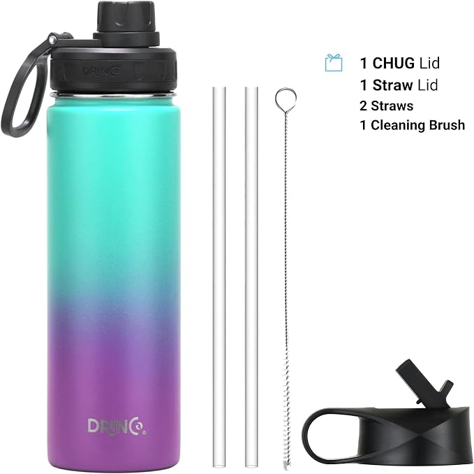 DRINCO Stainless Steel Water Bottle Spout Lid Vacuum Insulated Double Wall - Image 2