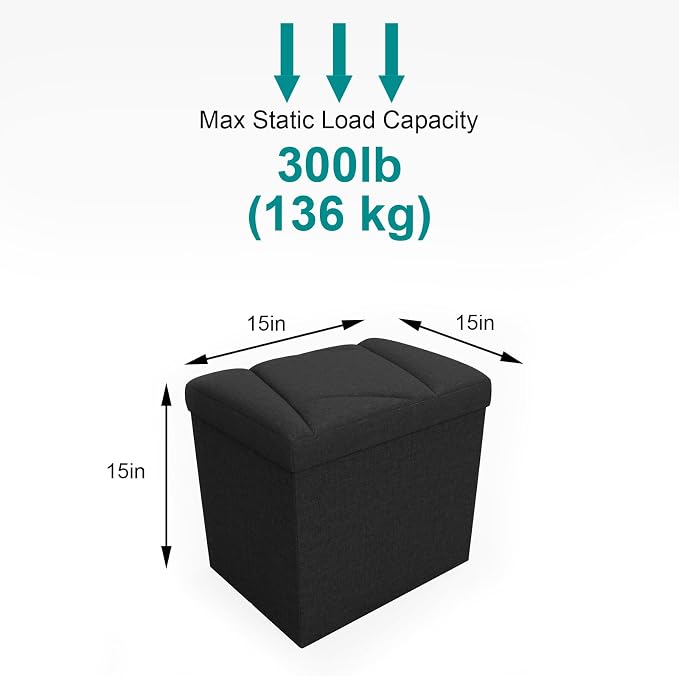 Folding Storage Ottoman Bench, 15 Inches End of Bed Bench, Folding Ottoman - Image 3